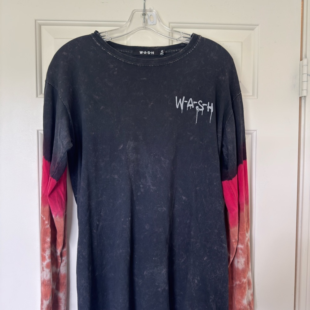 WASH Black and Red Tie-Dye Long Sleeve Shirt